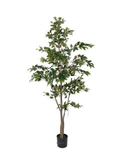 Ficus Benjamina Artificiel tronc PE en pot superbe H 210 cm D 105 cm Vert
