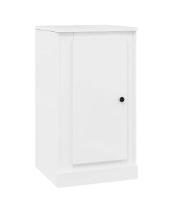 Buffet Blanc Brillant en Bois d'Ingénierie 37,5x35,5x67,5 cm - Grand Espace de Rangement et Fonction d'Exposition