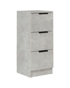 Buffet Gris Béton 30x30x70 cm Bois d'Ingénierie - Design Simpliste, Grand Espace de Rangement
