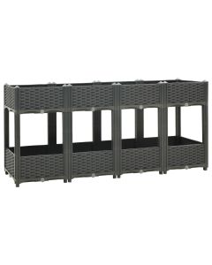 Jardinière lit surélevé plantes fleurs jardin 160 x 40 x 71 cm polypropylène gris foncé