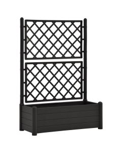 Jardinière lit surélevé plantes fleurs jardin treillis 100 x 43 x 142 cm PP anthracite