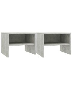 Ensemble de 2 tables de chevet en bois d'ingénierie gris béton 40x30x30 cm
