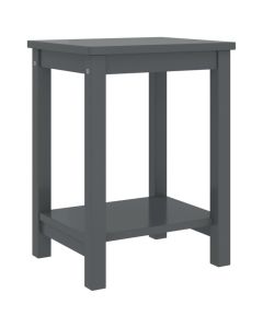 Table de chevet en bois de pin massif gris foncé 35x30x47 cm avec étagère