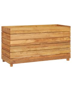 Lit surélevé jardinière 100 x 40 x 55 cm bois de teck recyclé et acier