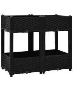 Jardinière lit surélevé plantes fleurs jardin 80 x 40 x 71 cm polypropylène noir