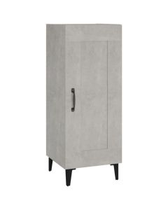 Buffet Gris Béton 34,5x34x90 cm Bois d'Ingénierie avec Grand Espace de Rangement et Pieds Métalliques