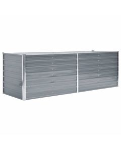 Jardinière lit surélevé plantes fleurs jardin acier galvanisé 240 x 80 x 77 cm gris