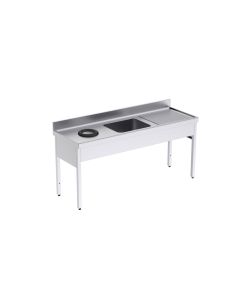 Plonge Inox avec Bâti, Bac et Trou Vide-Déchets - 1800 x 700 - Distform