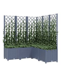 Jardinière avec treillis bleu gris pour plantes grimpantes 120x120x136 cm en PP résistant aux intempéries