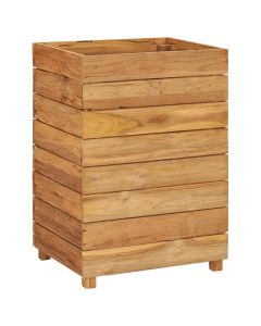 Jardinière lit surélevé plantes fleurs jardin 50 x 40 x 72 cm bois de teck recyclé et acier