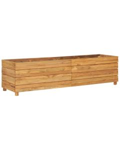 Jardinière lit surélevé plantes fleurs jardin 150 x 40 x 38 cm bois de teck recyclé et acier