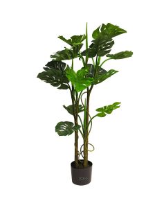 Monstera deliciosa artificiel en pot 3 troncs 14 grandes feuilles H 135 cm Vert