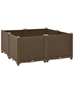 Jardinière lit surélevé plantes fleurs jardin 80 x 80 x 38 cm polypropylène marron