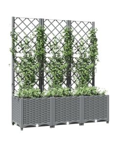 Jardinière avec treillis en polypropylène gris clair pour plantes grimpantes 120x40x136 cm