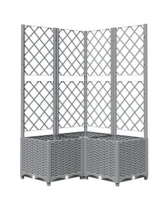 Jardinière avec treillis gris clair 80x80x136 cm en polypropylène