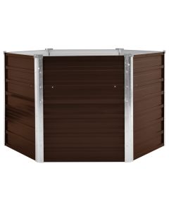 Jardinière lit surélevé plantes fleurs jardin marron 129 x 129 x 77 cm acier galvanisé