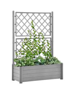 Jardinière avec treillis en PP résistant aux intempéries pour plantes grimpantes - 100x43x142 cm - Gris pierre