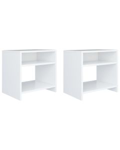 Ensemble de 2 tables de chevet blanches en bois d'ingénierie 40x30x40 cm