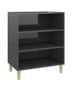Buffet Gris Brillant en Bois d'Ingénierie 57x35x70 cm avec 3 Étagères