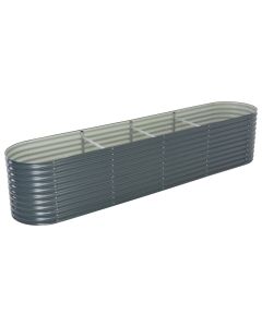 Jardinière lit surélevé plantes fleurs jardin 400 x 80 x 81 cm acier galvanisé gris