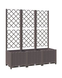 Jardinière avec treillis marron pour plantes grimpantes 120x40x136 cm en PP résistant aux intempéries