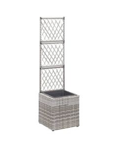 Jardinière lit surélevé plantes fleurs jardin en treillis 1 pot 30 x 30 x 107 cm résine tressée gris