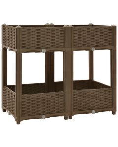 Jardinière lit surélevé plantes fleurs jardin 80 x 40 x 71 cm polypropylène marron