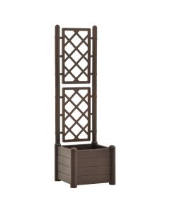 Jardinière avec treillis 43 x 43 x 142 cm PP jardin plantes fleurs moka
