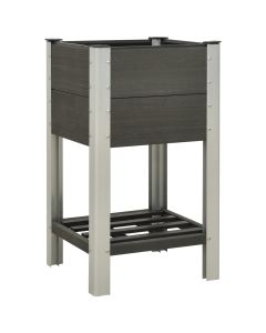 Lit surélevé de jardin bac à plantes jardinière avec étagère 50 x 50 x 90 cm WPC gris