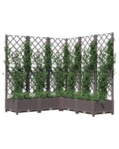 Jardinière avec treillis marron pour plantes grimpantes 120x120x121,5 cm en PP résistant aux intempéries