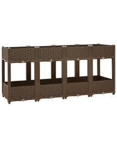 Jardinière lit surélevé plantes fleurs jardin 160 x 40 x 71 cm polypropylène marron
