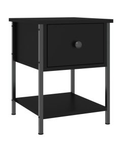 Table de chevet noir 34x35,5x45 cm en bois d'ingénierie avec grand espace de rangement