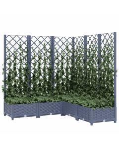 Jardinière avec treillis en PP résistant aux intempéries, couleur bleu gris, 120x120x121,5 cm