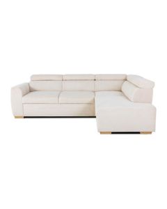 Canapé d'angle convertible réversible 4 places en tissu perle - KELIO