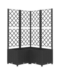 Jardinière avec treillis noir en PP résistant aux intempéries pour plantes grimpantes 80x80x136 cm