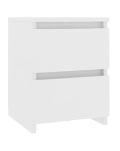 Table de chevet blanche en bois d'ingénierie avec 2 tiroirs coulissants lisses - 30 x 30 x 40 cm