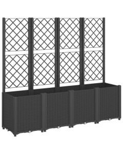 Jardinière avec treillis noir 160x40x140 cm PP pour plantes grimpantes et légumes
