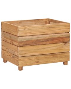 Jardinière lit surélevé plantes fleurs jardin 50 x 40 x 38 cm bois de teck recyclé et acier