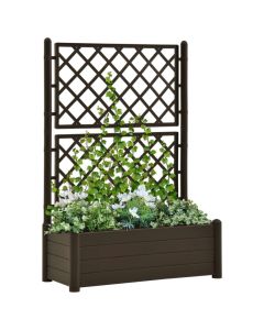 Jardinière avec treillis 100x43x142 cm PP moka pour plantes grimpantes et fleurs vertes
