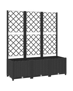 Jardinière avec treillis noir en PP résistant aux intempéries pour plantes grimpantes - 120x40x136 cm