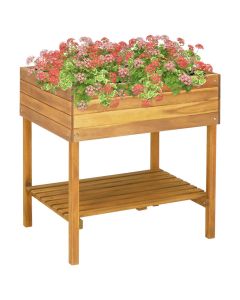 Jardinière surélevée 78,5 x 58,5 x 78,5 cm jardin plantes fleurs bois massif d'acacia