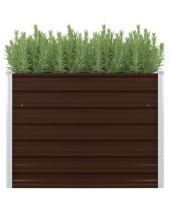 Jardinière surélevée marron 100 x 100 x 77 cm jardin plantes fleurs acier galvanisé