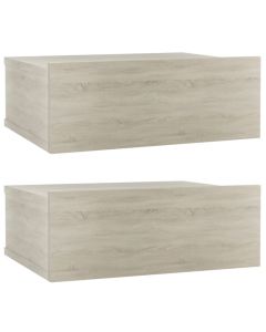 Lot de 2 tables de chevet flottantes en bois d'ingénierie chêne sonoma