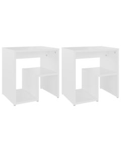 Ensemble de 2 tables de chevet blanches en bois d'ingénierie de 40x30x40 cm avec étagère