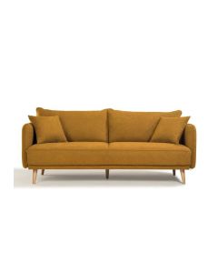 Canapé fixe 3 places daren - tissu moutarde - l 207 x p 90 x h 88 cm - fabriqué en france - hexagone