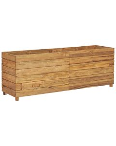 Jardinière lit surélevé plantes fleurs jardin 150 x 40 x 55 cm bois de teck recyclé et acier