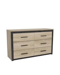 Commode Colorado 6 tiroirs en chêne Kronberg - L 129,1 x H 77,1 x P 41,8 cm