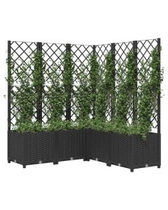 Jardinière avec treillis noir en PP résistant aux intempéries pour plantes grimpantes - 120x120x136 cm