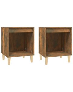 Lot de 2 Tables de Chevet Chêne Fumé 40x35x50 cm