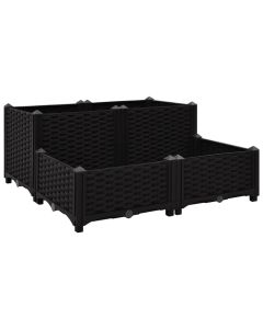 Lit surélevé jardinière bac à fleurs pot de plantes lit de plantation jardin balcon terrasse extérieur 80 x 80 x 38 cm polypropylène noir